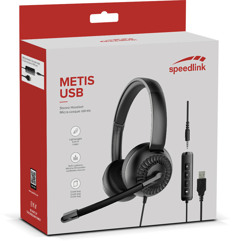 Kõrvaklapid Speedlink + mikrofon Metis SL-870007-BK цена и информация | Kõrvaklapid | kaup24.ee