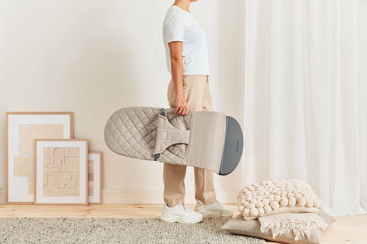 Lamamistool BabyBjörn Bliss Woven, Sand Grey цена и информация | Beebi lamamistoolid | kaup24.ee