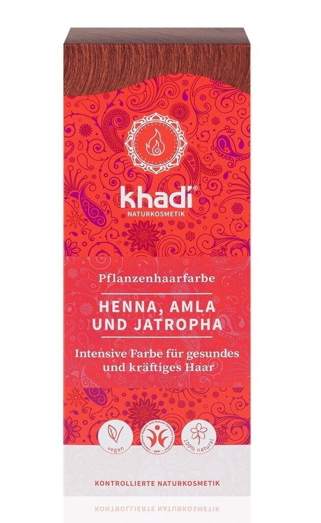 Looduslik juuksevärv Khadi Henna, Amla ir Jatropha 100g, pruun hind ja info | Juuksevärvid | kaup24.ee