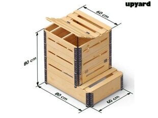 Деревянный ящик для компоста с отверстиями, 270л (800х600х800мм) цена и информация | Уличные контейнеры, контейнеры для компоста | kaup24.ee