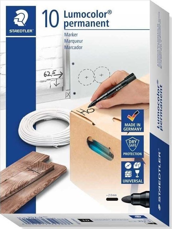 Marker Staedtler Lumocolor S352-9, must, 10 tj. hind ja info | Kirjatarbed | kaup24.ee