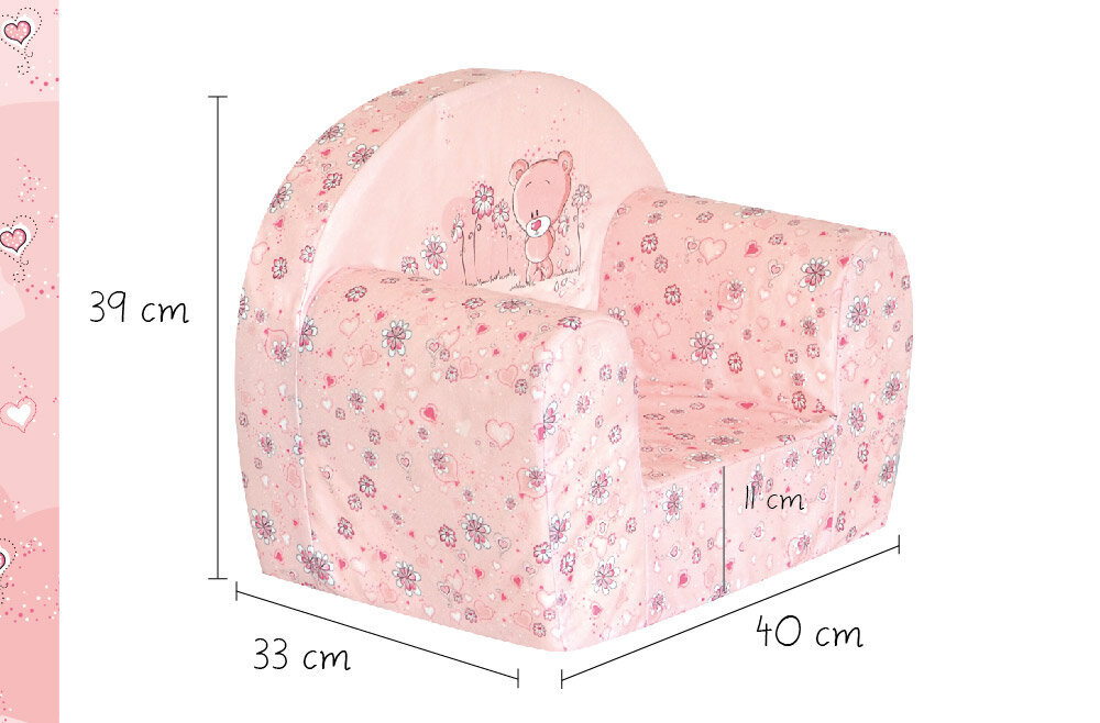 Laste tugitool Fortisline Bear, roosa hind ja info | Lastetoa kott-toolid, tugitoolid ja tumbad | kaup24.ee