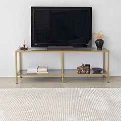 TV alus Asir, 130x45x40 cm, tume hall/kuldne цена и информация | Тумбы под телевизор | kaup24.ee