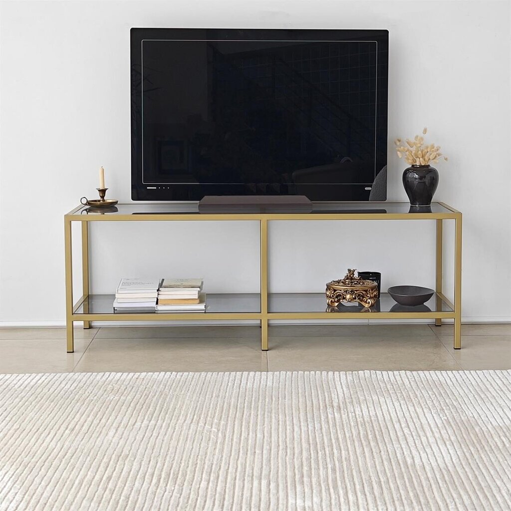 TV alus Asir, 130x45x40 cm, tume hall/kuldne цена и информация | TV alused | kaup24.ee