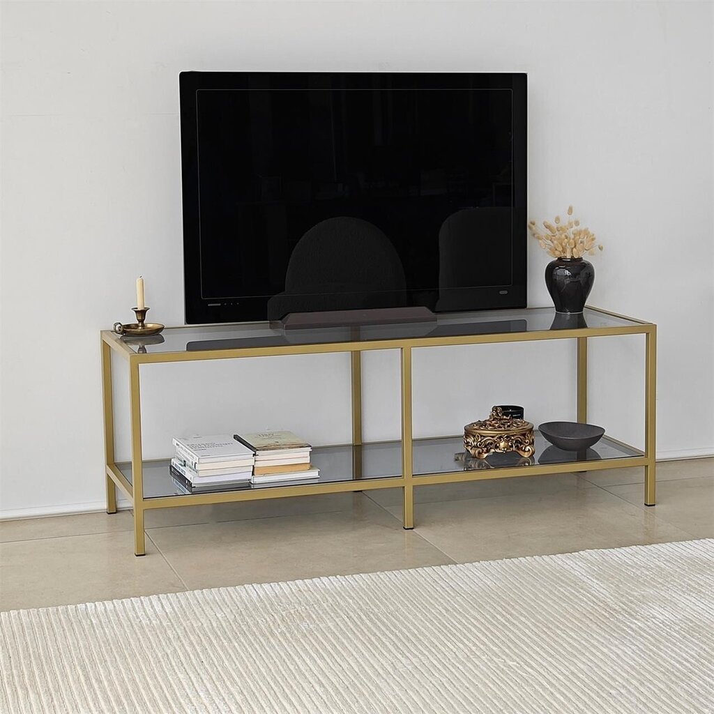 TV alus Asir, 130x45x40 cm, tume hall/kuldne hind ja info | TV alused | kaup24.ee