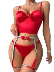 Комплект нижнего белья из трех частей Lovely Bow, красный цена и информация | Сексуальное женское белье | kaup24.ee