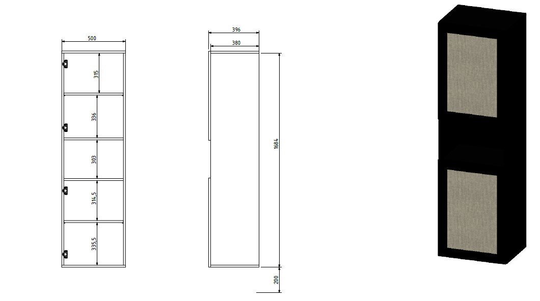 Riiul Cama Meble Juta, must hind ja info | Riiulid | kaup24.ee