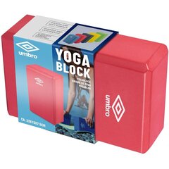 Jooga harjutusplokk Umbro, 22,5x7,5x14,5cm, punane цена и информация | Товары для йоги | kaup24.ee