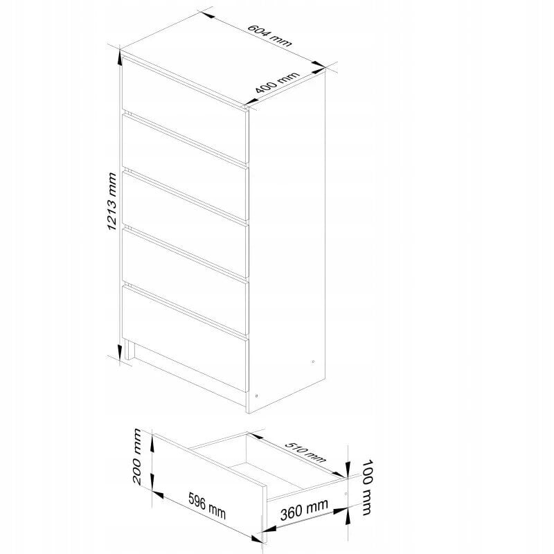 Kummut Akord CLP K60 5S, pruun hind ja info | Kummutid | kaup24.ee