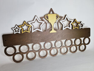 Деревянная спортивная медальница со звёздами и кубком цена и информация | Другие оригинальные подарки | kaup24.ee