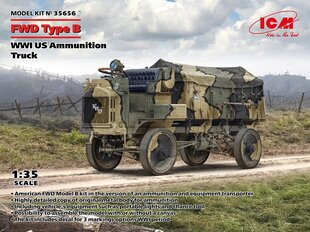 Liimitav mudel ICM 35656 WWI US Ammunition Truck FWD Type B 1/35 hind ja info | Liimitavad mudelid | kaup24.ee