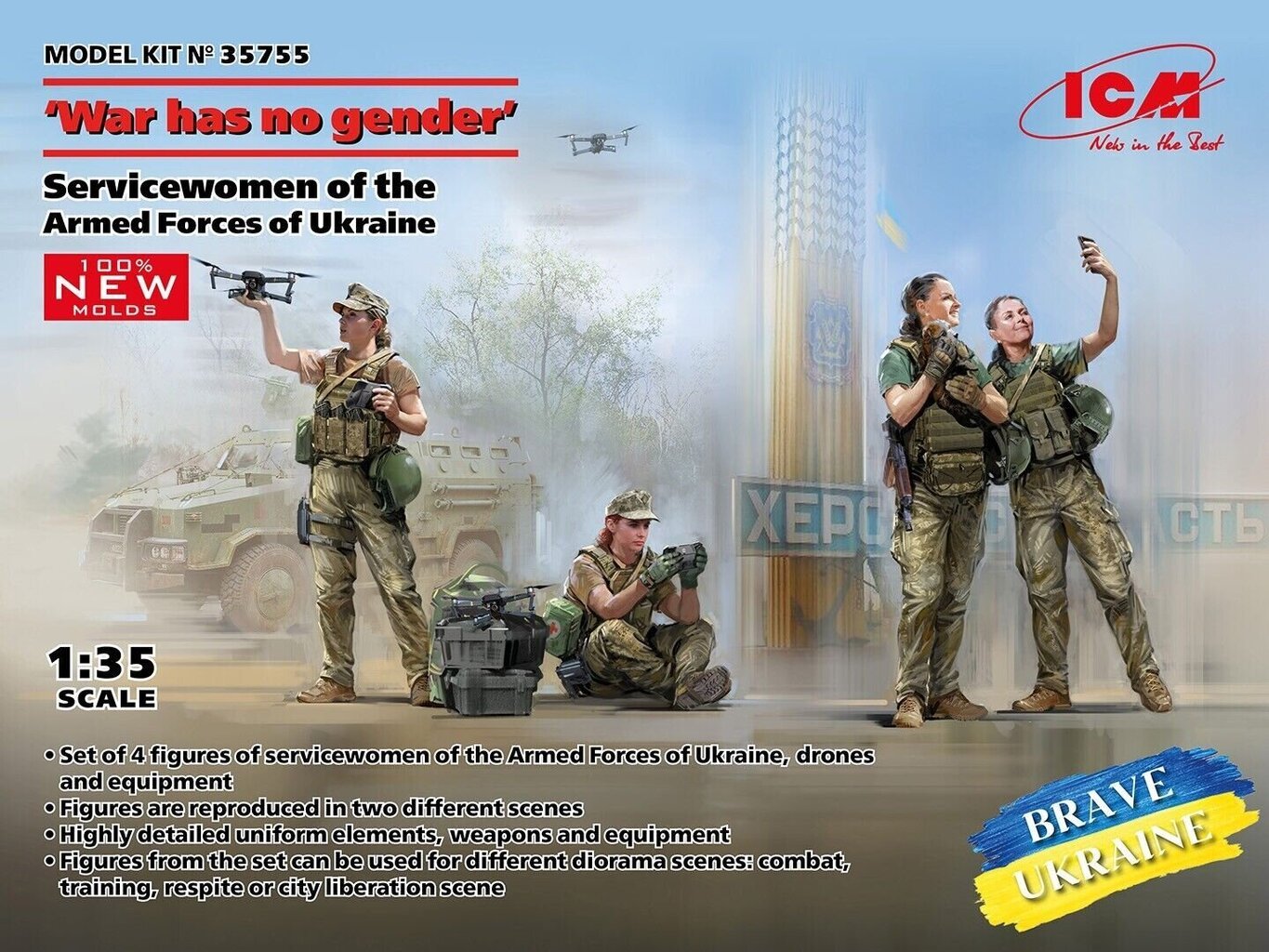 Liimitav mudel ICM 35755 War has no gender Servicewomen of the Armed Forces of Ukraine 1/35 цена и информация | Liimitavad mudelid | kaup24.ee