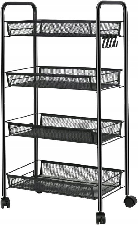 Mobiilne ratastel riiul Moderno, must 27 x 44 x 83 cm hind ja info | Köögimööbli tarvikud | kaup24.ee