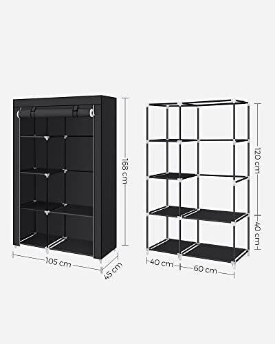 Tekstiilist riidekapp Songmics RYG085B02, must hind ja info | Kapid | kaup24.ee