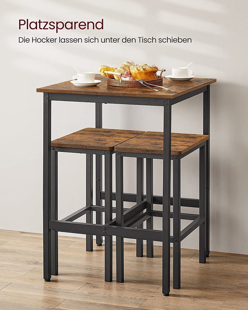 Baarilaud toolidega Vasagle LBT017B01, mitmevärviline hind ja info | Söögilaua toolid, köögitoolid | kaup24.ee