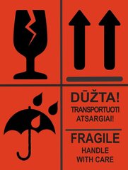 Информационная наклейка для маркировки отправляемой упаковки товара СЛОМАННАЯ/ХРУПКАЯ, БЕРЕГАТЬ ОТ ВЛАГИ, НЕ КАТАТЬ, 75х100мм, 50 шт., красный сп. цена и информация | Канцелярские товары | kaup24.ee