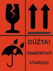 Информационная наклейка для маркировки упаковки отправляемого товара ЛОМКИТСЯ, БЕРЕГИТЕ ОТ ВЛАГИ, НЕ КАТАЮТСЯ, 75х100мм, 50 шт., красный сп. цена и информация | Канцелярские товары | kaup24.ee