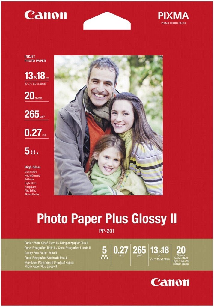 Canon fotopaber 13x18 265g Glossy 20 lehte (PP-201) цена и информация | Lisatarvikud fotoaparaatidele | kaup24.ee