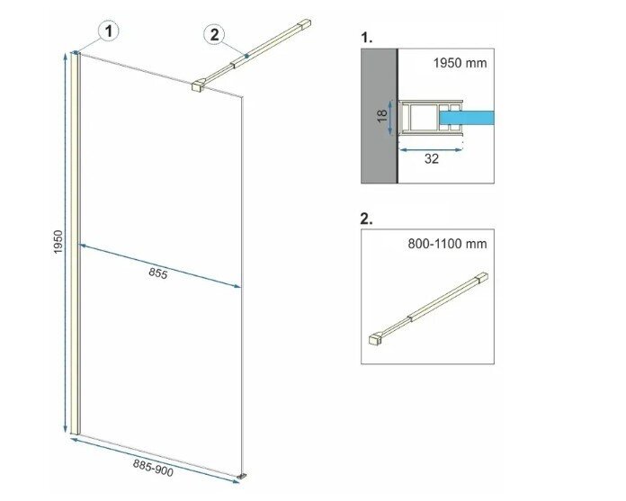 Dušisein Rea Aero REAK4700, 90 cm hind ja info | Dušikabiinide uksed ja seinad | kaup24.ee