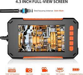 Endoskoop LCD ekraani ja 5m juhtmega, Full HD Livman P40 hind ja info | Nutiseadmed ja aksessuaarid | kaup24.ee
