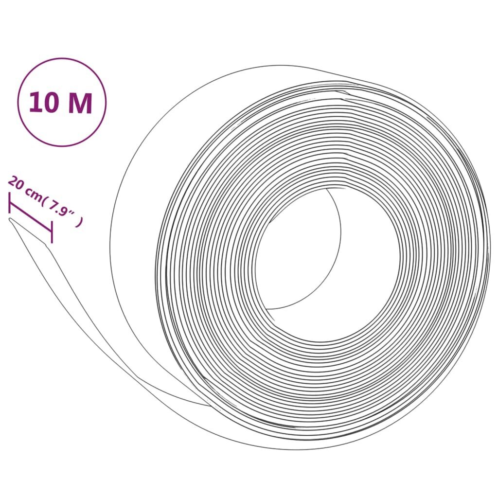 vidaXL aiapiirded 2 tk, hall, 10 m, 20 cm, polüetüleen hind ja info | Aiad ja tarvikud | kaup24.ee