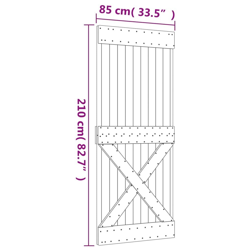 vidaXL liuguks tarvikutega, 85 x 210 cm, männipuit hind ja info | Siseuksed | kaup24.ee