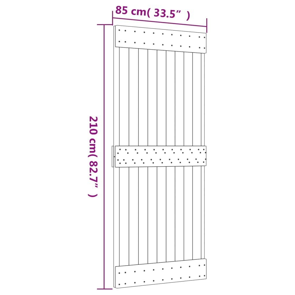 vidaXL liuguks tarvikutega, 85 x 210 cm, männipuit hind ja info | Siseuksed | kaup24.ee