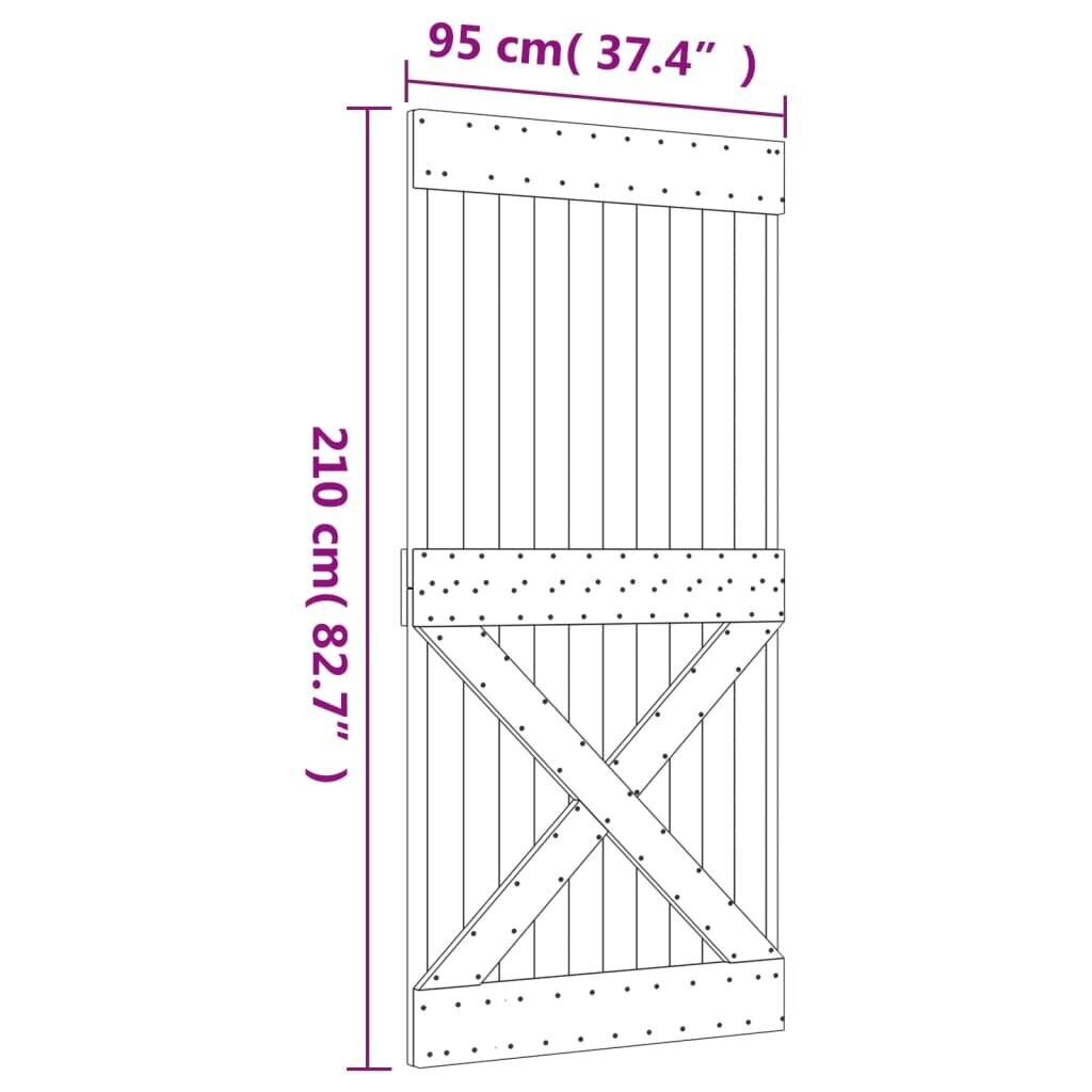 vidaXL liuguks tarvikutega, 95 x 210 cm, männipuit цена и информация | Siseuksed | kaup24.ee