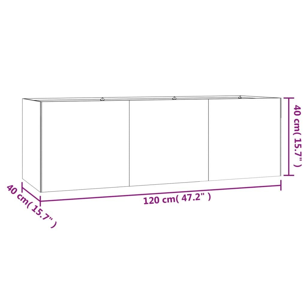 vidaXL taimekast, 120 x 40 x 40 cm, Corten-teras hind ja info | Lillekastid | kaup24.ee