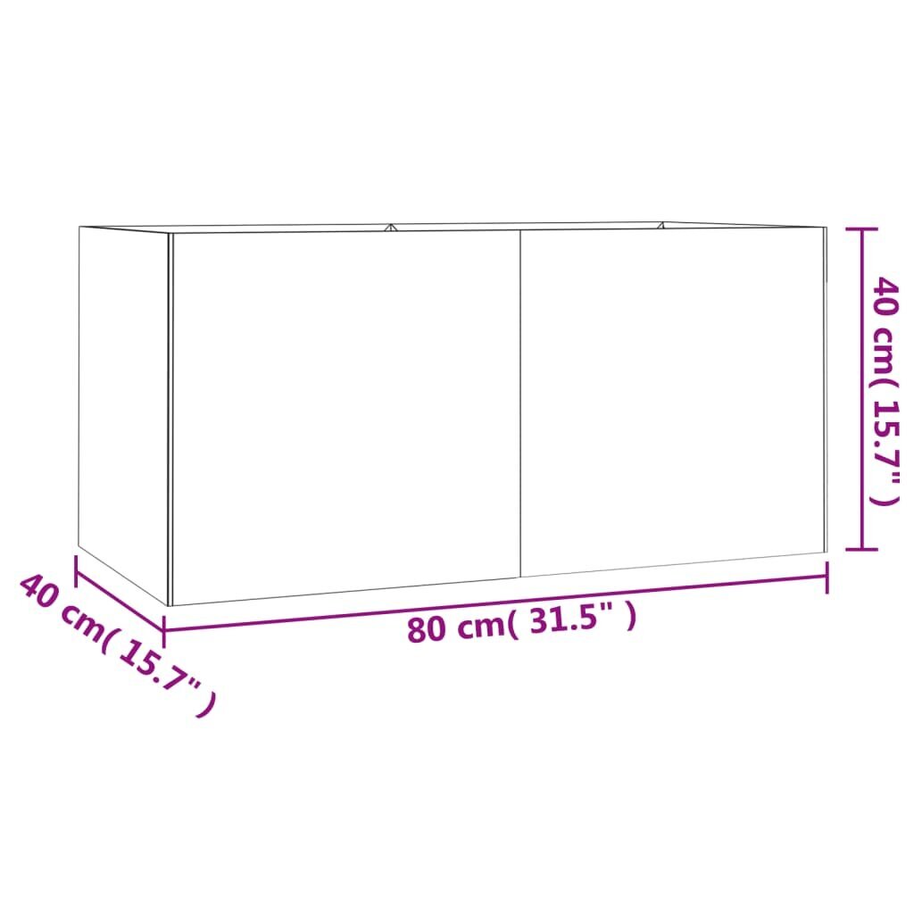 vidaXL taimekast, 80 x 40 x 40 cm, Corten teras цена и информация | Lillekastid | kaup24.ee