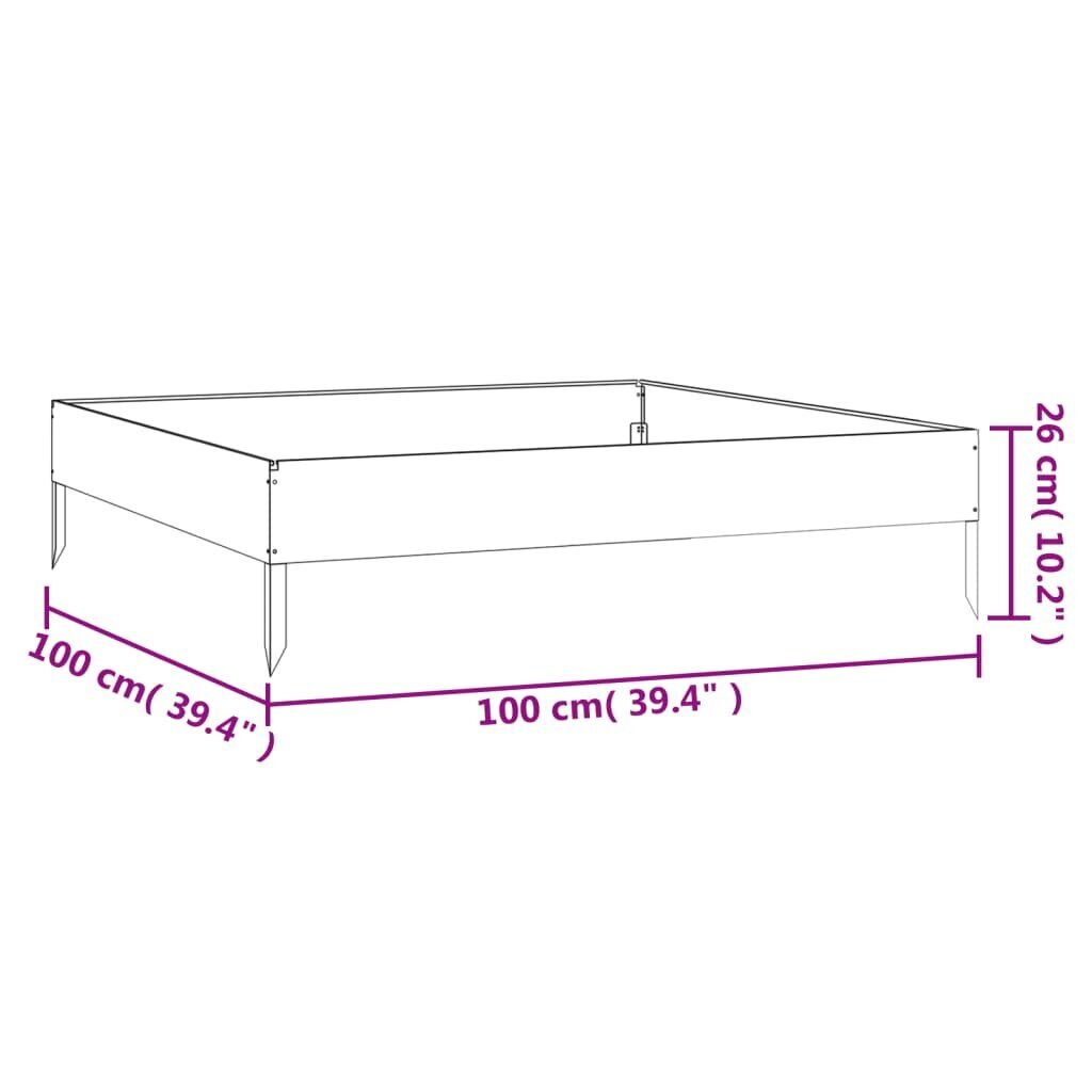 vidaXL taimekast, 100 x 100 x 26 cm, Corten-teras цена и информация | Lillekastid | kaup24.ee