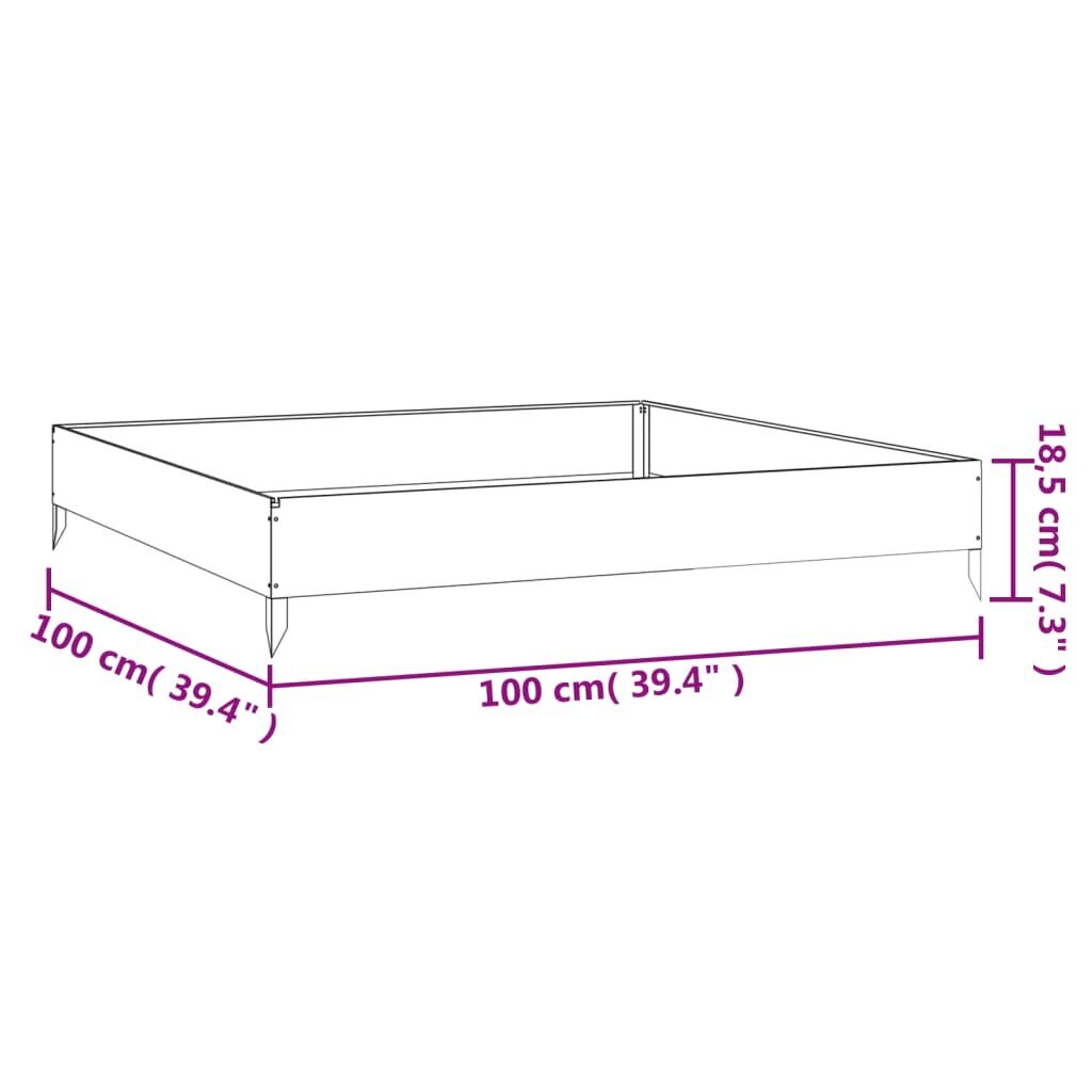 vidaXL taimekast, 100 x 100 x 18,5 cm, Corten-teras hind ja info | Lillekastid | kaup24.ee