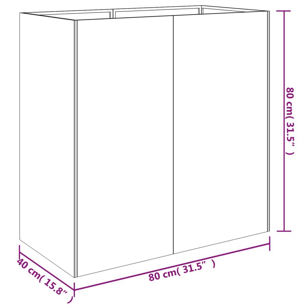 vidaXL taimekast, 80 x 40 x 80 cm, Corten teras цена и информация | Lillekastid | kaup24.ee