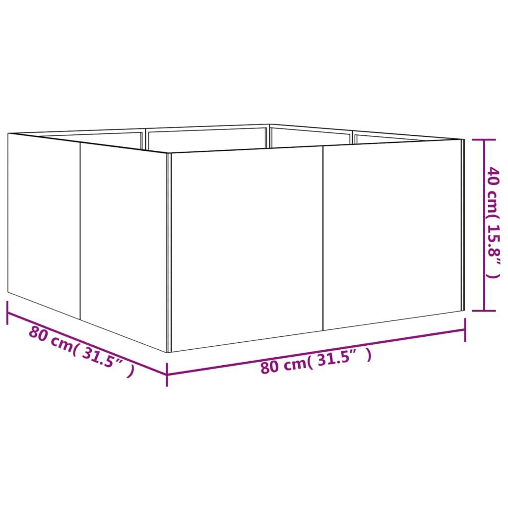 vidaXL taimekast, 80 x 80 x 40 cm, Corten teras hind ja info | Lillekastid | kaup24.ee