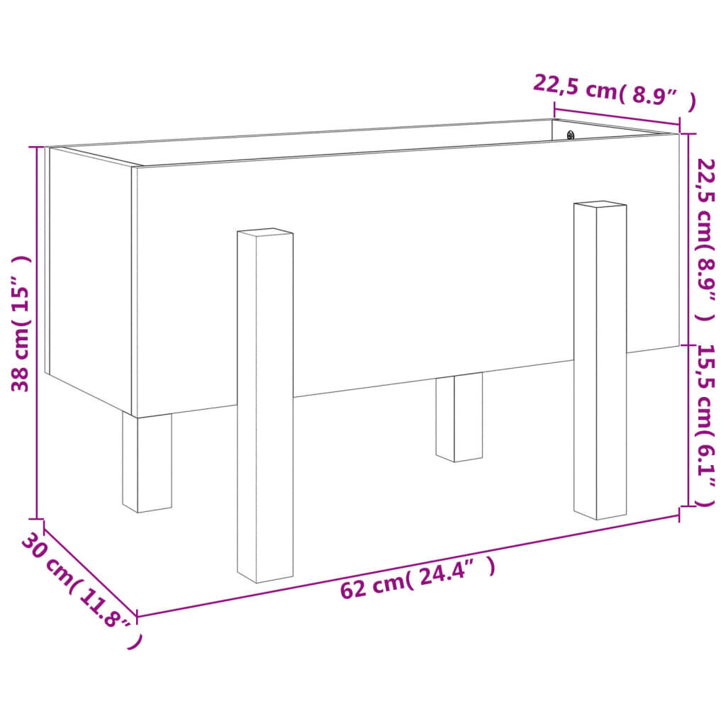 vidaXL aia taimekast, valge, 62 x 30 x 38 cm, männipuit цена и информация | Lillekastid | kaup24.ee