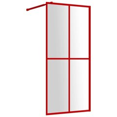 vidaXL dušinurga sein, läbipaistev ESG-klaas, punane, 90 x 195 cm hind ja info | Dušikabiinide uksed ja seinad | kaup24.ee