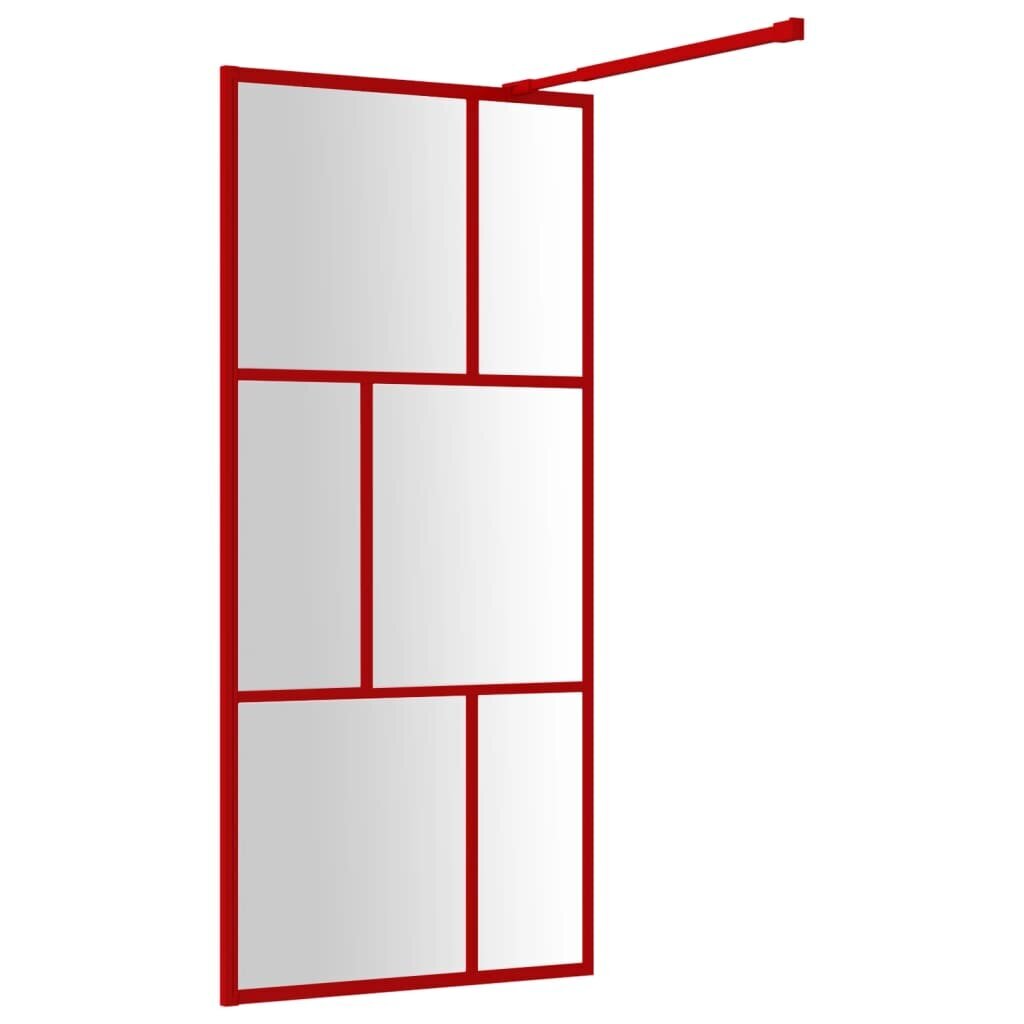 vidaXL dušinurga sein, läbipaistev ESG-klaas, punane, 80 x 195 cm цена и информация | Dušikabiinide uksed ja seinad | kaup24.ee