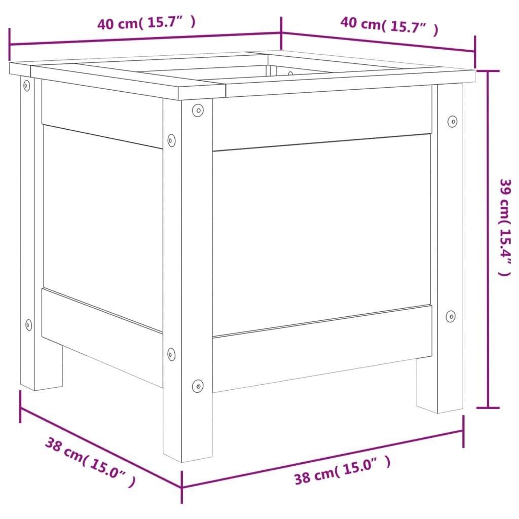 vidaXL taimekast, hall, 40x40x39 cm, männipuit hind ja info | Lillekastid | kaup24.ee