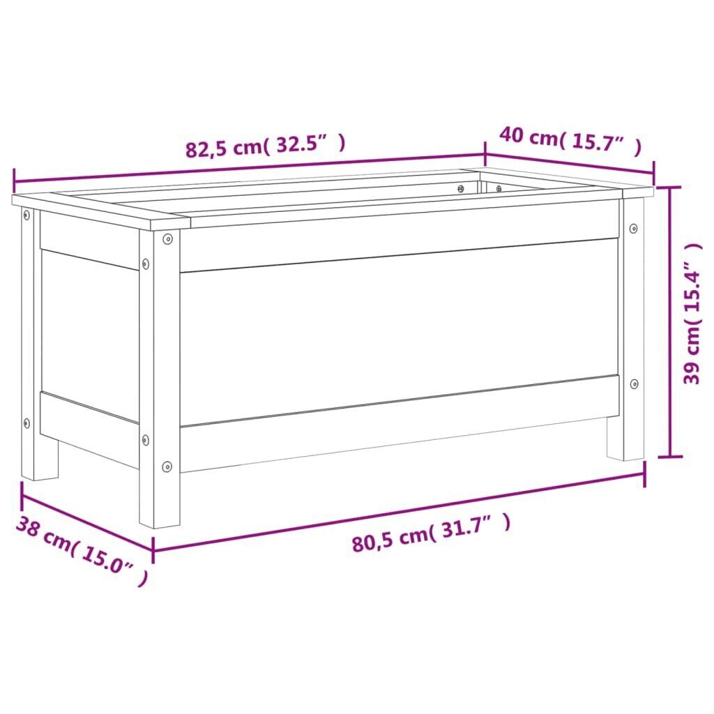 vidaXL taimekast, hall, 82,5x40x39 cm, männipuit цена и информация | Lillekastid | kaup24.ee