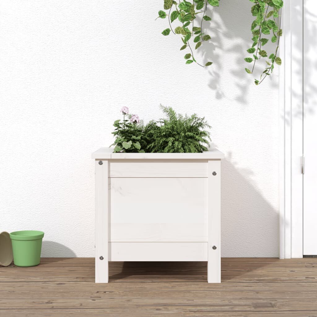 vidaXL taimekast, valge, 40x40x39 cm, männipuit hind ja info | Lillekastid | kaup24.ee