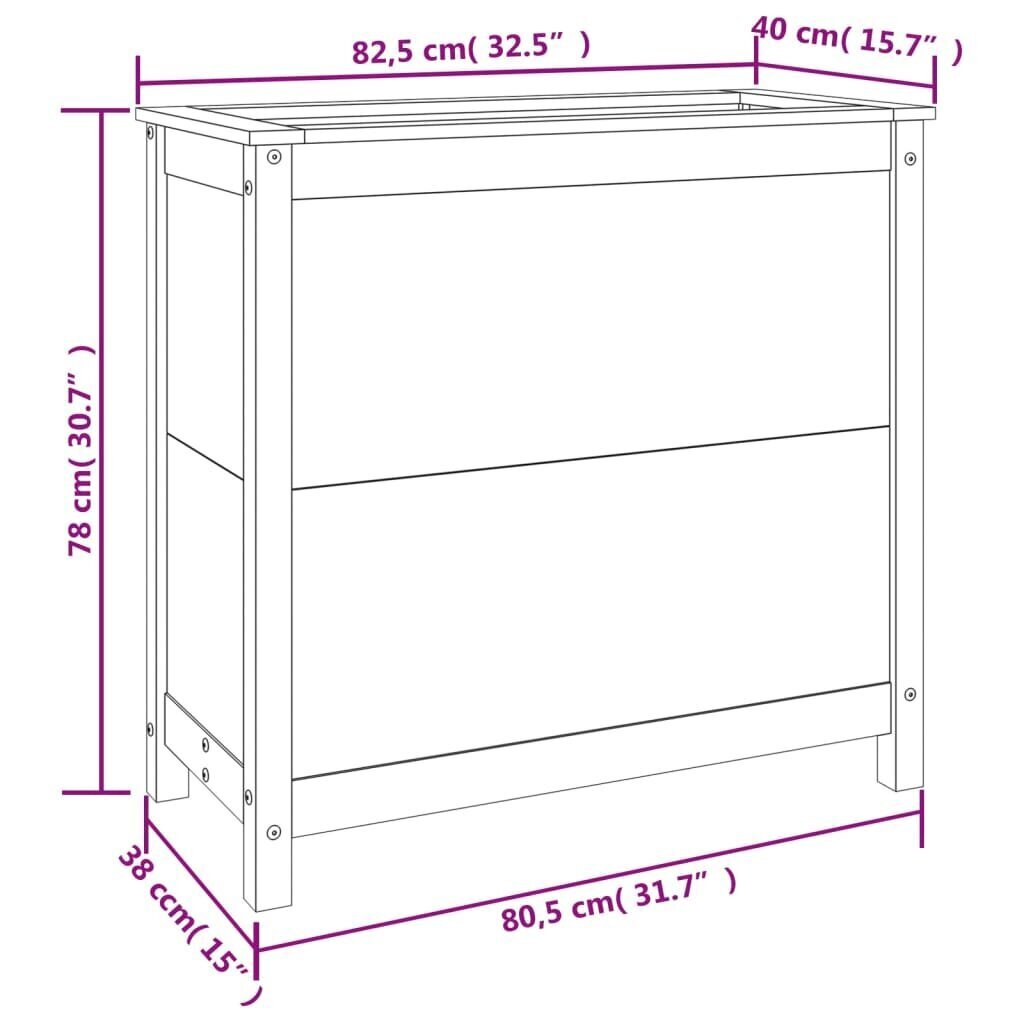 vidaXL taimekast, meepruun, 82,5x40x78 cm, männipuit hind ja info | Lillekastid | kaup24.ee