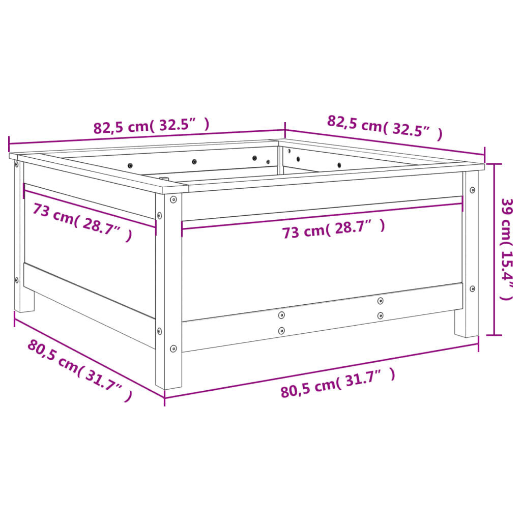 vidaXL taimekast, hall, 82,5x82,5x39 cm, männipuit цена и информация | Lillekastid | kaup24.ee