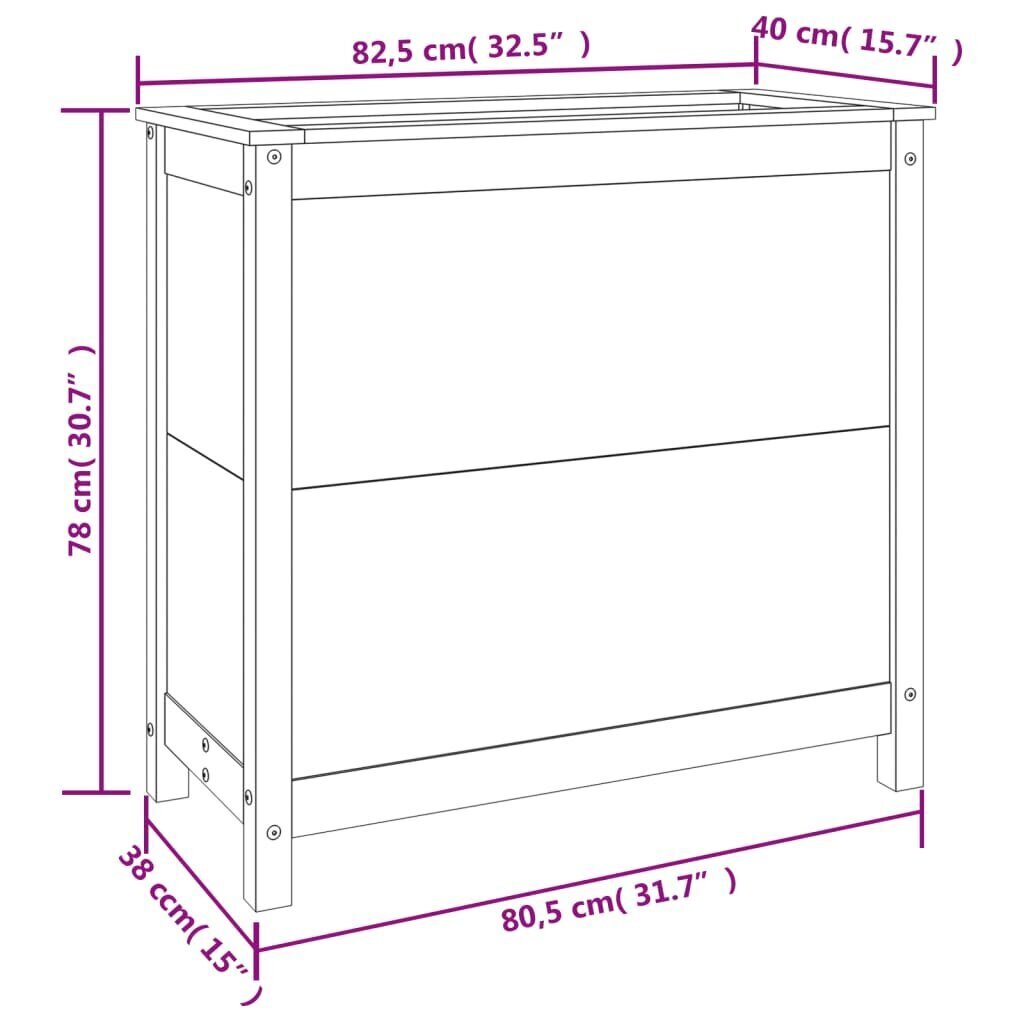 vidaXL taimekast, valge, 82,5x40x78 cm, männipuit цена и информация | Lillekastid | kaup24.ee