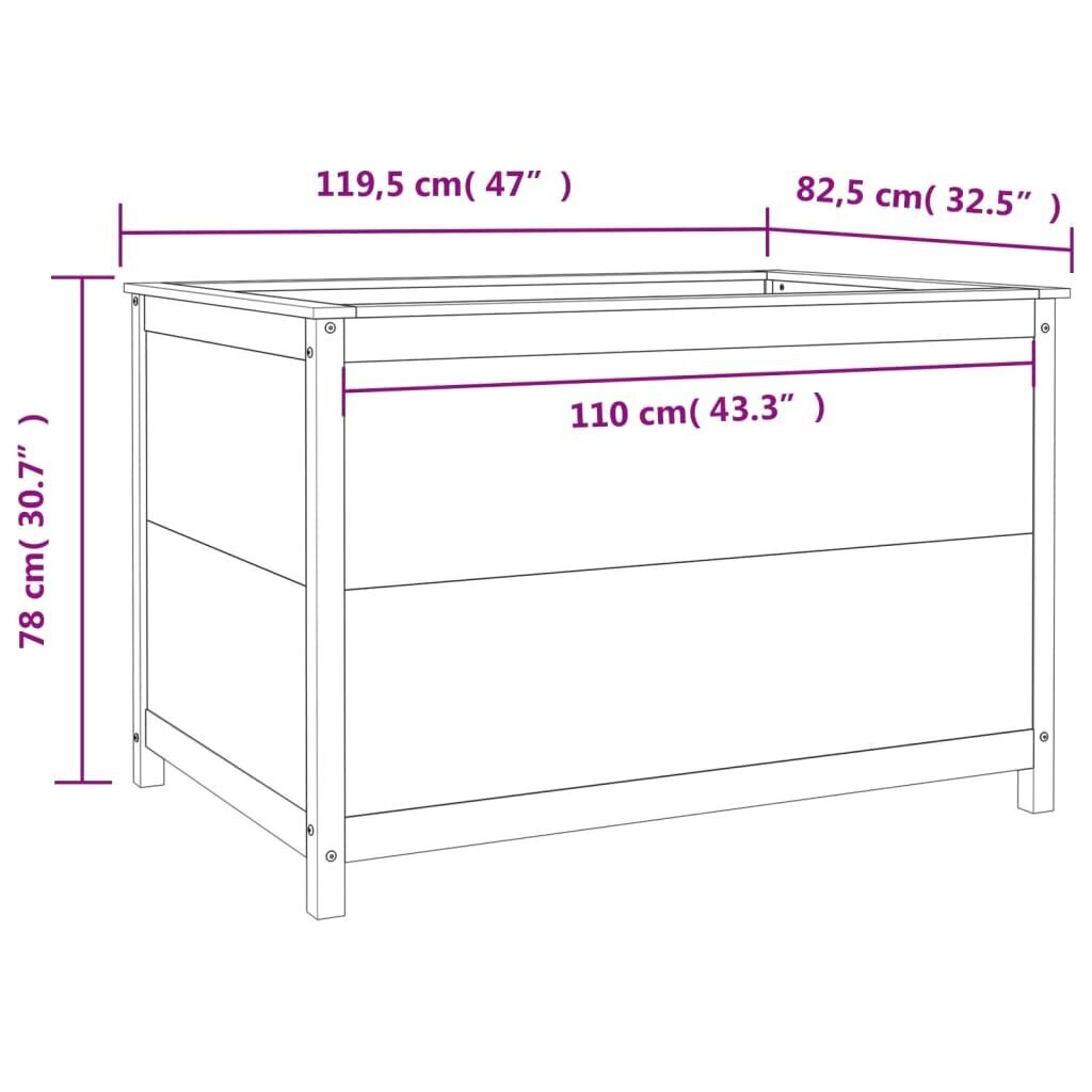 vidaXL kõrgendatud aia taimelava, must, 119,5x82,5x78 cm, männipuit цена и информация | Lillekastid | kaup24.ee