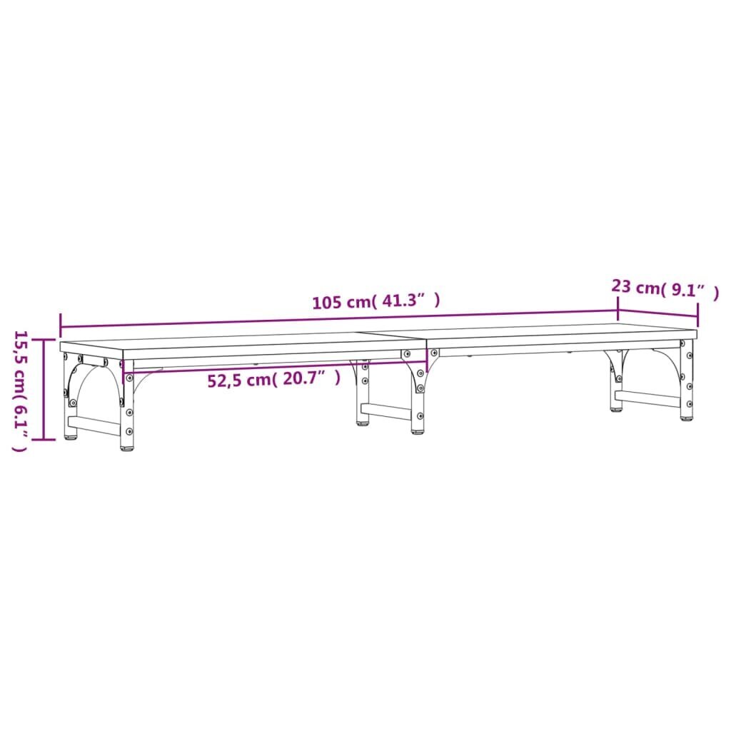 vidaXL monitorialus, Sonoma tamm, 105x23x15,5 cm, tehispuit hind ja info | Monitori hoidjad | kaup24.ee