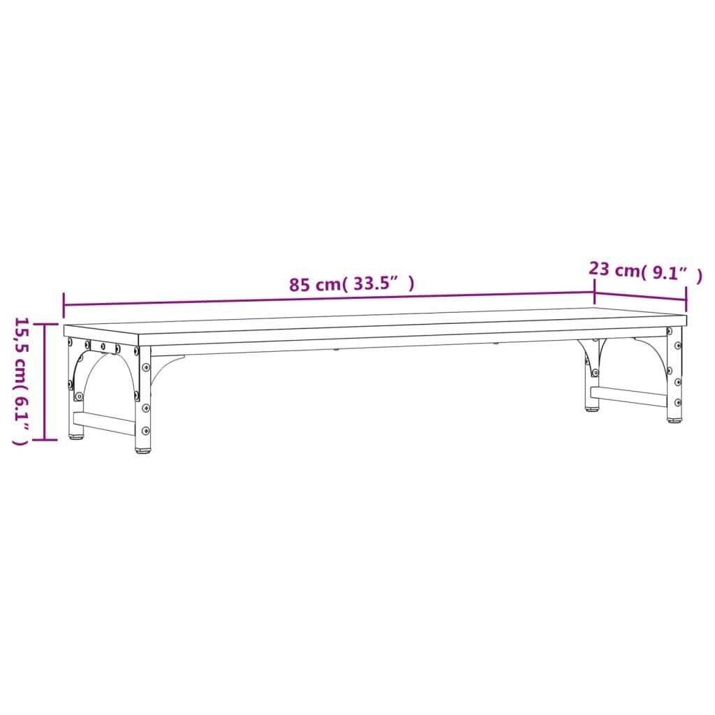 vidaXL monitorialus, suitsutatud tamm, 85x23x15,5 cm цена и информация | Monitori hoidjad | kaup24.ee