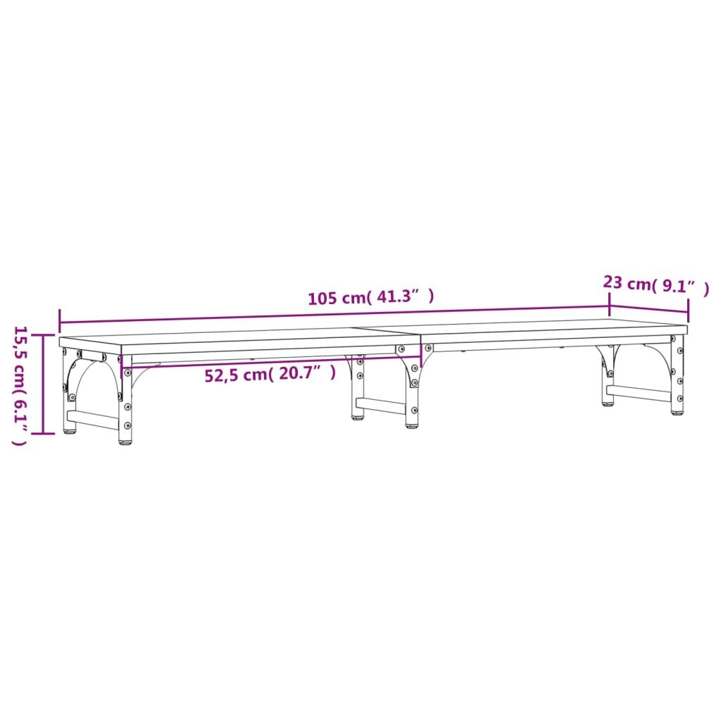 vidaXL monitorialus, hall Sonoma tamm, 105x23x15,5 cm hind ja info | Monitori hoidjad | kaup24.ee