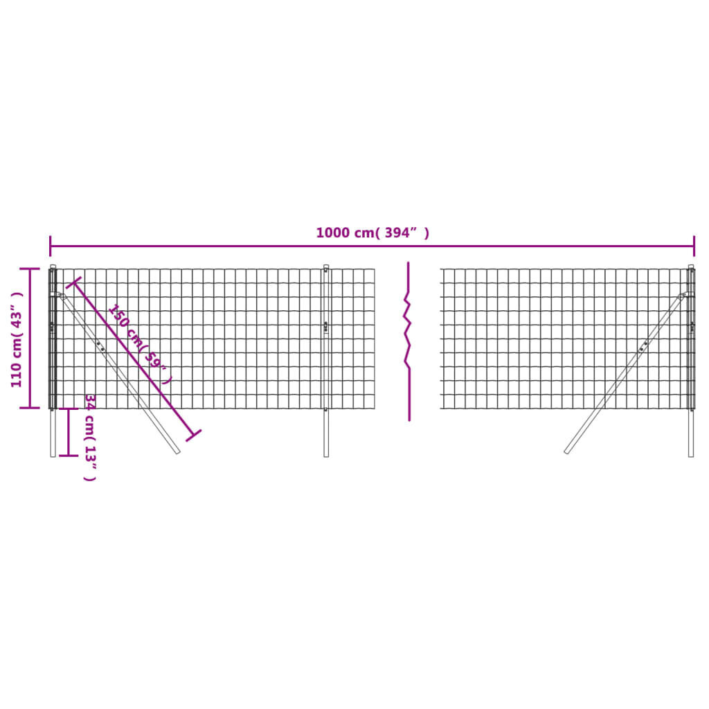 vidaXL traataed, antratsiithall, 1,1x10 m, tsingitud teras цена и информация | Aiad ja tarvikud | kaup24.ee