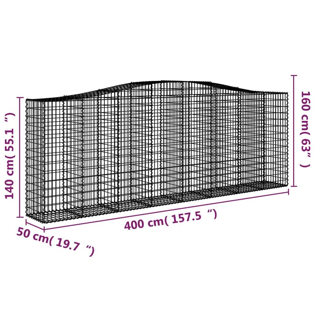 vidaXL kaarekujulised gabioonkorvid 25 tk, 400x50x140/160 cm, raud hind ja info | Aiad ja tarvikud | kaup24.ee