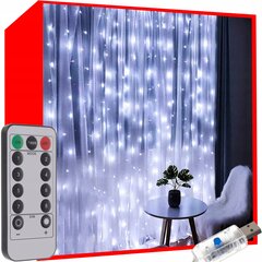 LED-kardin 300 LED 5,8 m, külm valge hind ja info | Jõulutuled | kaup24.ee